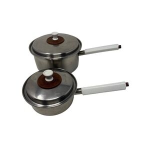 Vintage Easterling 18-8 Stainless Steel Saucepan Set Handles Made in USA MCM